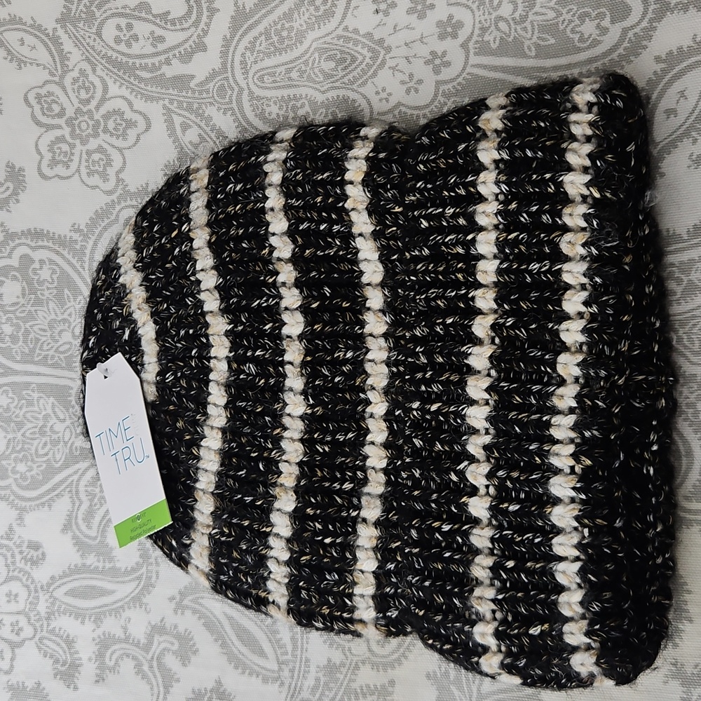 Time and Tru Striped Knit Beanie